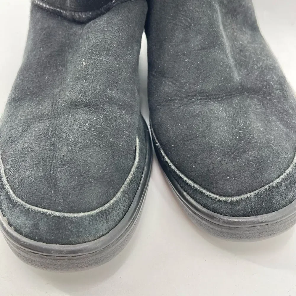 UGG Australia Womens Boots Suede Sheepskin Lined Mid Calf Leather Black M8-L9